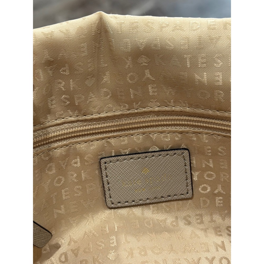 Kate Spade New York Beige Saffiano Leather Crossbody Bag Gold Chain Strap - Picture 9 of 11